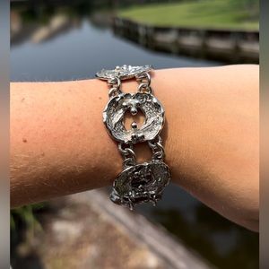 Vintage Silver Chain Berry & Floral Bracelet